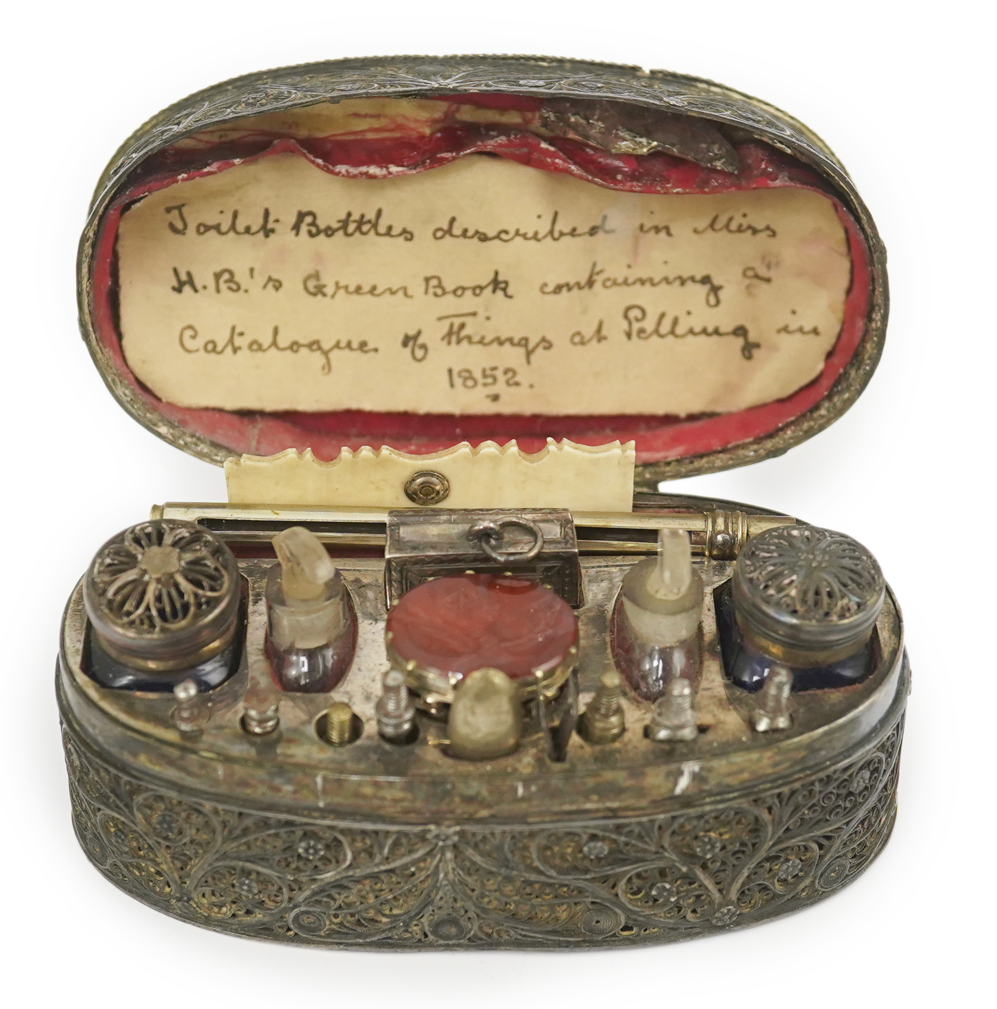 An early 19th century filigree silver writing/etui set